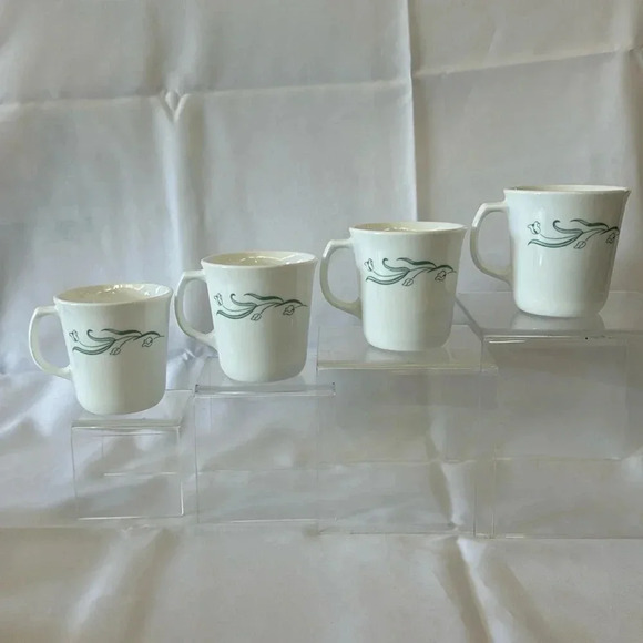 Corelle Other - Vintage Corelle Mugs EMILY by CorningWare, Green Flowers and Leaves - Set of 4